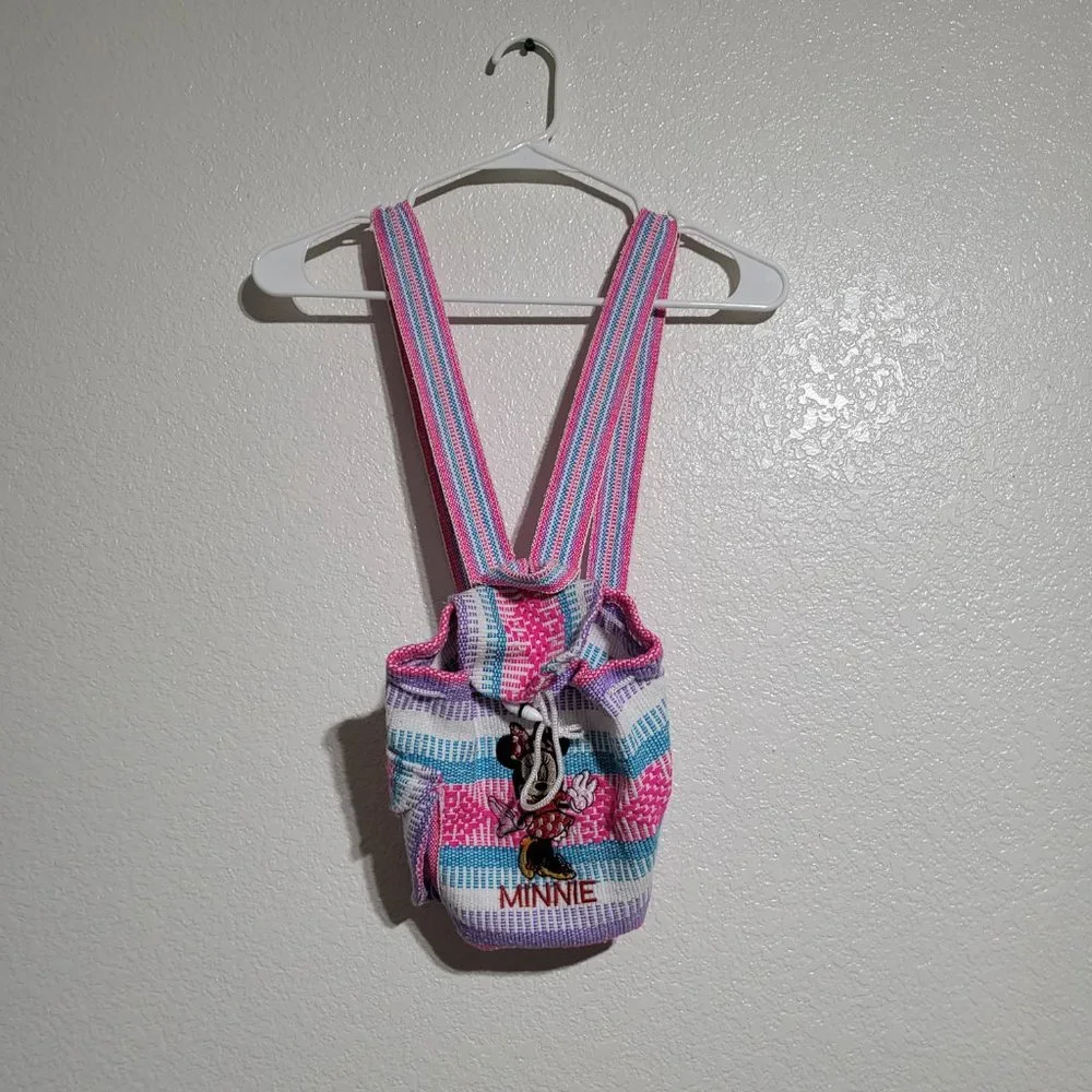 Disney Handwoven Minnie‎ Mouse Handmade Small Backpack in Pink and Blue